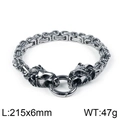 Men's stainless steel byzantine lion head bracelet with 215mm length and 6mm width - Steel (KB108244-Z)