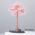 Handmade rose quartz crystal money tree with copper wire and natural agate base - Rose Quartz (Agate Base)