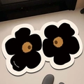Black and cream floral bath mat in oil painting style with Have a Nice Day text - 40*60cm Absorbent Leather / Black Large Flower