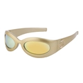 Y2K cycling sunglasses with matte champagne gold frame and yellow mirrored lenses - Golden Gold Coated