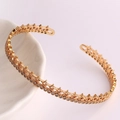 Dettaglio del bracciale rigido a stelle dorate con zirconi cubici su base in ceramica - Stile Stella Pavé a Doppia Fila (Stile 1)