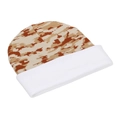 Winter camouflage knit beanie with white fold-over cuff for windproof warmth outdoors - White