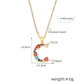 Pendentif lettre C en cuivre doré avec zircons colorés et chaîne en acier titane - Lettre C