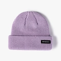 Lavender purple knit beanie with black MTEESX patch and classic ribbed texture - One Size / Mauve