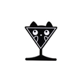 Pin de esmalte blanco y negro con diseño creativo de gato en una copa de martini elegante - Gato en Copa (C2405-3)