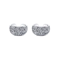 Boucles d'oreilles créoles larges en argent avec pavage de zircons scintillants - JQH0250-Style Pavé Complet / Argenté