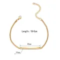 Macro detail of a 40x3.5mm curved gold bar on a box chain bracelet with dimensions - Men's Gold Box Chain Bar (JZB763-nan)
