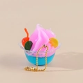 Mini roze ijsje sleutelhanger met blauwe basis en gouden metalen bolletjesketting - Blauw en Paars