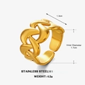 Bague ouverte à maillons cubains en acier inoxydable doré 18 carats de 4,5g - Bague en Or