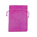Pink drawstring jewelry bag made of natural linen fabric for elegant gift packaging - Rose Red