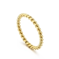 Minimalist twisted rope ring in champagne gold finish featuring a spiral texture - US 6 / Gold
