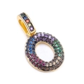 Rainbow cubic zirconia letter O pendant in gold plating for personalized jewelry DIY - Letter: O