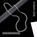 50cm silver titanium steel Cuban link chain necklace with 5mm flat interlocking links - 50cm x 5mm
