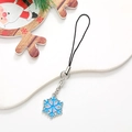 Detailed view of blue and purple enamel snowflake charms with a silver lobster clasp - Snowflake No.1 / Silver