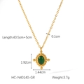 Tabella taglie dettagliata per collana a croce dorata con pendente ovale verde e misure - Verde(HC-N40140-GR)