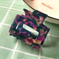 Colorful marbled acetate hair claw clip with square hollow design and metal spring - 7145-6 Colorful Marble
