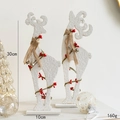 Set of two white glitter reindeer wooden decorations with burlap bows and bells - White Glitter Berry Style (10)