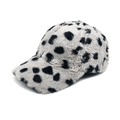 Detailaufnahme der Plüsch-Basecap mit Leopardenmuster und weicher Kunstfell-Textur - M(56-58cm) / Grau