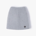 Bonnet en tricot bleu clair avec texture mohair douce et badge logo R en strass - Taille unique / Gris-Bleu