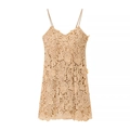Elegante beige gehaakte gebreide mini-jurk met bloemmotieven voor de zomervakantie - S / Broken Wit