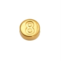 18K gold plated stainless steel bead featuring an embossed lucky number 8 for DIY jewelry - Number 8 (SP459G-8)