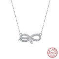 Elegant S925 sterling silver snake infinity pendant necklace with clear gemstones - Silver