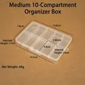 Transparent 10-grid PP plastic storage box with size 14.8x7.8x1.7cm for beads and jewelry - Medium 10 Compartments/14.8x7.8x1.7cm