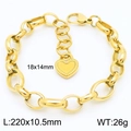 18K gold plated oval link chain bracelet with a heart pendant and lobster clasp detail - Gold Oval Splicing Heart Style (KB183391-Z)