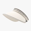 Women's beige wide brim sun visor with black trim and elegant lettering - Adjustable / Beige