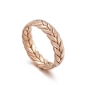 Elegant rose gold braided leaf texture ring made of durable stainless steel - US 8 / 5mm Rose Gold Color (KR101541-KFC)