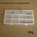 Transparent 11-grid PP plastic storage box 20x10.6x1.67cm with snap lid for beads - 11 Compartments/20x10.6x1.65cm