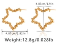 Dettaglio orecchini a stella placcati oro 18K con misure dimensionali e del peso - Grandi Orecchini A Lobo Stella Strutturata