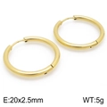 Polished golden stainless steel hoop earrings sized 20x2.5mm and weighing 5g - 20x2.5mm / Gold