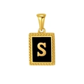 Golden pendant with black inlay and raised letter S featuring beaded edge detail - Letter S