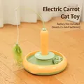 Gioco elettrico per gatti a forma di carota con piume rotanti e base gialla vivace - Unità Principale Elettrica (19.5*28cm) / verde-giallo