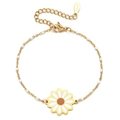 Bracciale classico in acciaio inossidabile a margherita con perline bianche e oro - Xn015 Bianco