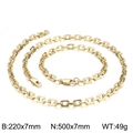 Conjunto de cadenas de acero inoxidable dorado con collar de 500mm y pulsera de 220mm - Conjunto Dorado