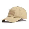 Berretto da baseball kaki stile vintage con bandiera USA e dettagli usurati in twill di cotone - Taglia unica / Cachi