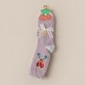 Plush mink velvet crew socks in purple with cute cherry pattern and warm fuzzy texture - One Size / Stunning Purple