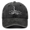 Berretto da baseball in cotone grigio scuro lavato vintage con ricamo artistico - Nero
