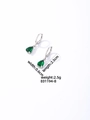 Elegant silver leverback earrings with pear-cut emerald green cubic zirconia stones - Silver Hoop + Dark Green Gemstone (E01194-8)