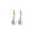 Elegant gold drop earrings with white teardrop pearls in a minimalist design - Teardrop Pearl Style (E4831-5)
