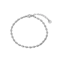 Polished silver stainless steel oval bead chain necklace with adjustable lobster clasp - Bracelet / Silver Bracelet