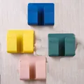 Wall-mounted plastic remote holders in navy, yellow, dark green, and pink colors - Wall Storage Box (No Hook)