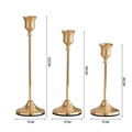 Three-piece set of gold electroplated metal candle holders in varied heights - Type A - French Gold Set (3 Pcs)