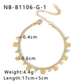 Detail of gold butterfly cuban link bracelet with clear zircon charms on white background - Gold Butterfly Pendant Style (NB-B1106-G-1) / Gold