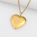 Polished golden heart locket necklace with I Love You engraving on a thin link chain - I LOVE YOU Heart/Gold