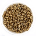 Golden acrylic alphabet beads with black letters for DIY jewelry making and bracelets - Antique Bronze + Black Text