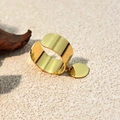 Minimalist 18k gold plated open ring for women with circular pendant and polished finish - Gold
