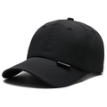 Casquette de baseball noire à séchage rapide avec étiquette latérale minimaliste - Réglable / Noir